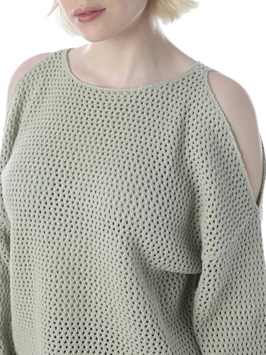 ONLY Women's Self Design Regular Fit Green Sweater