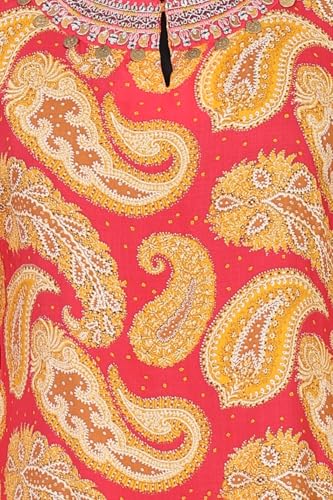 W for Woman Rust Red Paisley Thread Embroidered Modal Straight Kurta - (W14011-127298-XS)