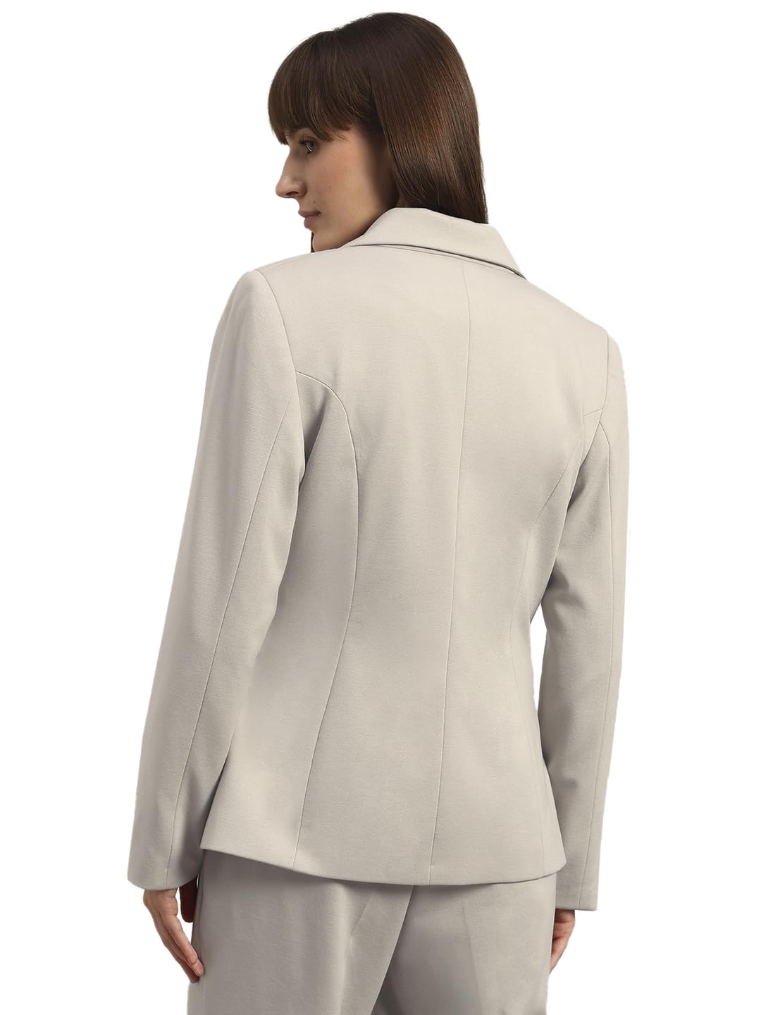 VERO MODA Womens Solid Single Breasted Blazer Oatmeal