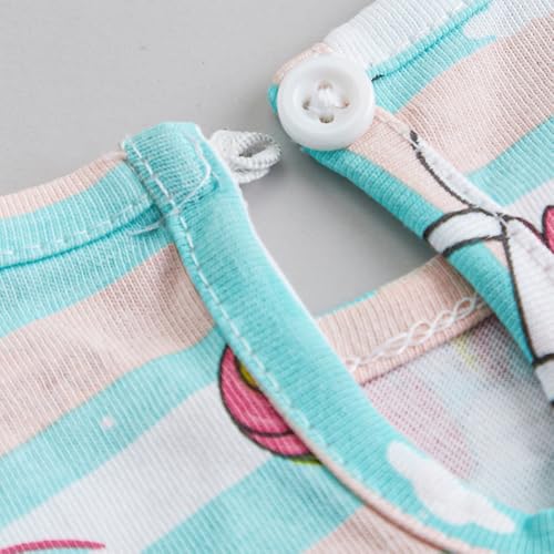 Hopscotch Girls Multi Short Sleeves 2-Pc Unicorn Cotton Overall Set For Ages(0-3 Months)