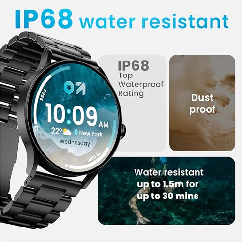 GOBOULT Rover Pro Smartwatch 1.43'' AMOLED, BT Calling 5.3, 1000 Nits Brightness, IP68, 150+ Watchfaces, 120+ Sports Modes, AI Voice Assistant, SpO2 Monitoring (Coal Black)