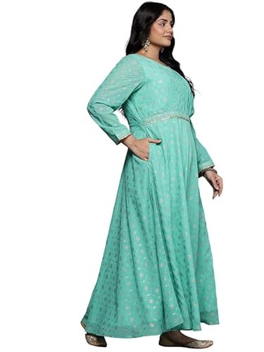 Ethnic Motifs Printed Sequence Detail Draped Maxi Dress