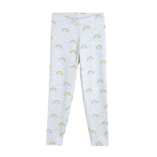 Hopscotch Girls Slim Fit Printed Leggings in Grey Color For Ages (4-5 Years)