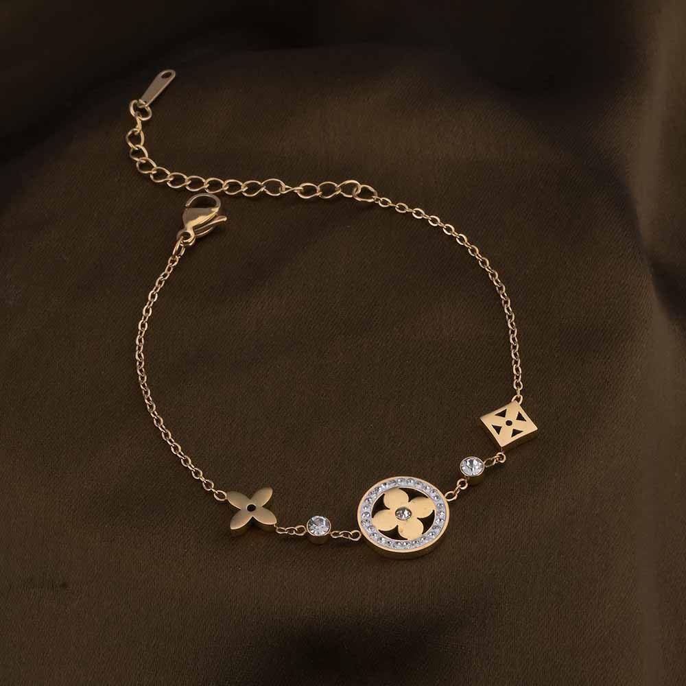 PALMONAS Zircon-Studded Floral Necklace & earring Jewellery Set For Women - Gift For Women & Girls