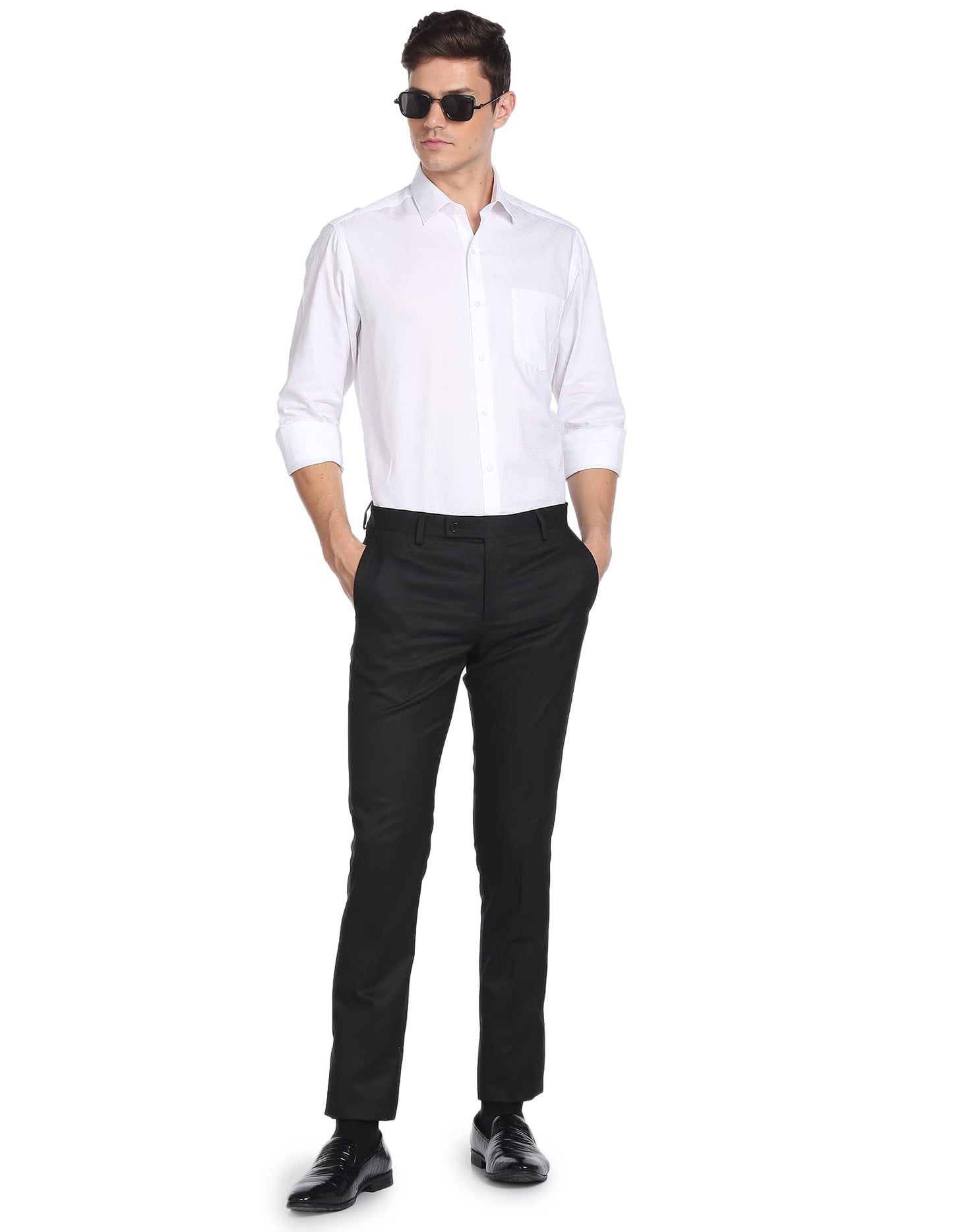 Arrow Men's Solid Full Sleeve Slim Fit Cutaway Collar Cotton Formal Shirt (ARADOSH1405_White_42)