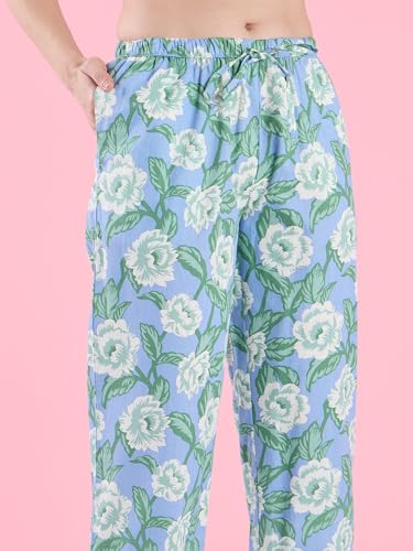 Sweet Dreams Women's Floral Printed Front Open Pyjama Set