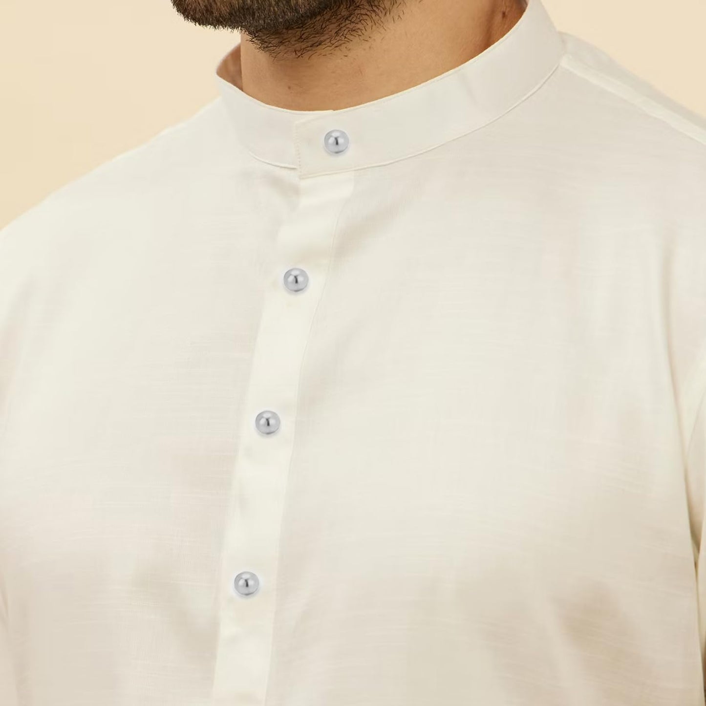 THANU'S CRAFT White Stone Silver Plated Kurta Buttons Studs Cufflinks With Chain For Men And Women