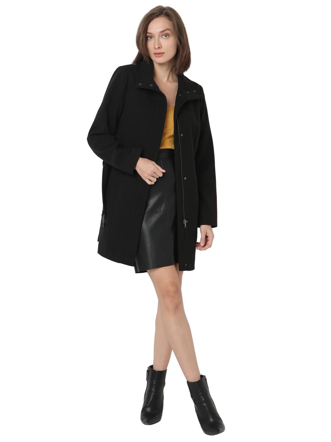 VERO MODA Women's Regular Fit Black Coat