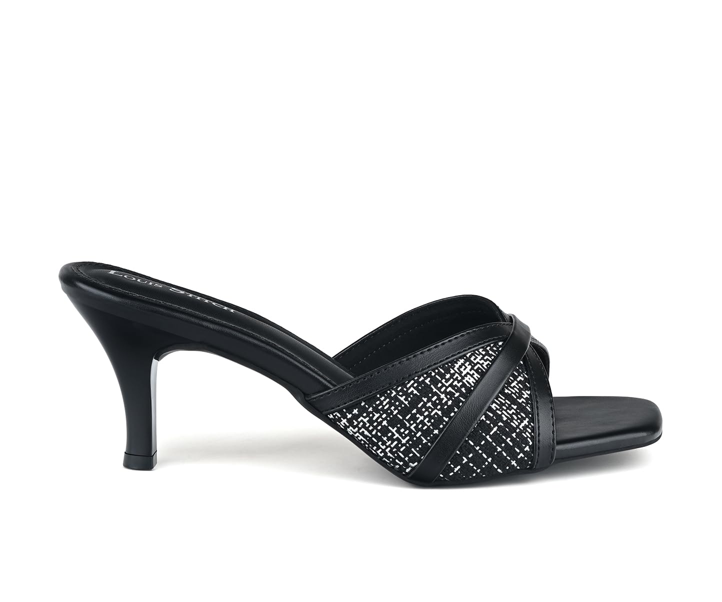 LOUIS STITCH Women’s Fashion Slip-On Pointed Heel Sandals | Open Toe Black Stiletto Heel Sandal for Ladies, Stylish and Comfortable Sandal | LSOF-LDPH-TSMUJB | UK-6