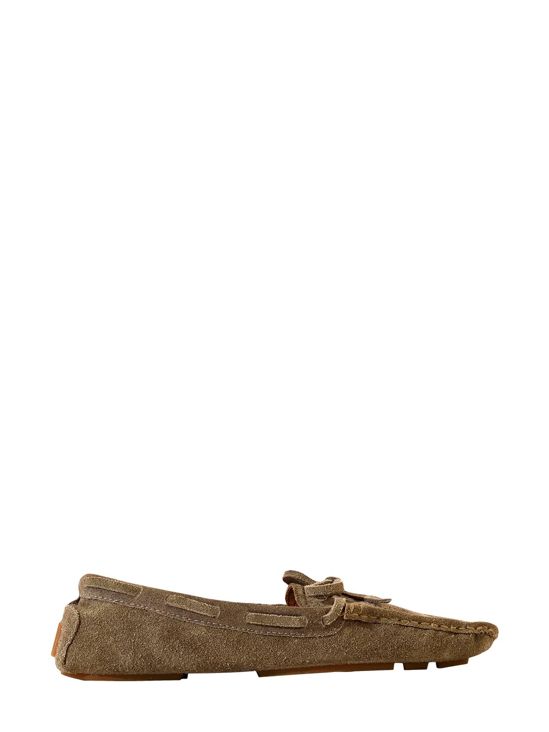 eske Kathe, the Moccasin | Suede Leather Loafers for Women with Laser-Cut Design | Leather Insole | Slip-On Casual Flats with TPR Sole (Khaki, UK Footwear Size System, Adult, Women, Numeric, Medium, 7)