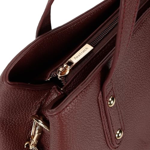Fastrack Classic Large Satchel for Women| Sophisticated Faux Leather Bag with Gold Accents & Zip Closure | Organised Centre Compartment | Spacious 7.92L Handbag for Work | Large Satchel Bag for Women