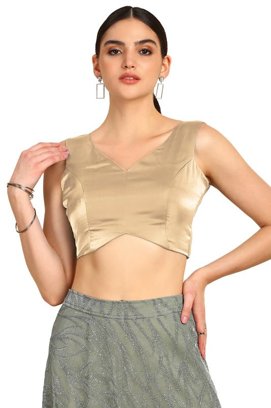 Soch Womens Beige V-Neck Princess Line Tissue Padded Blouse