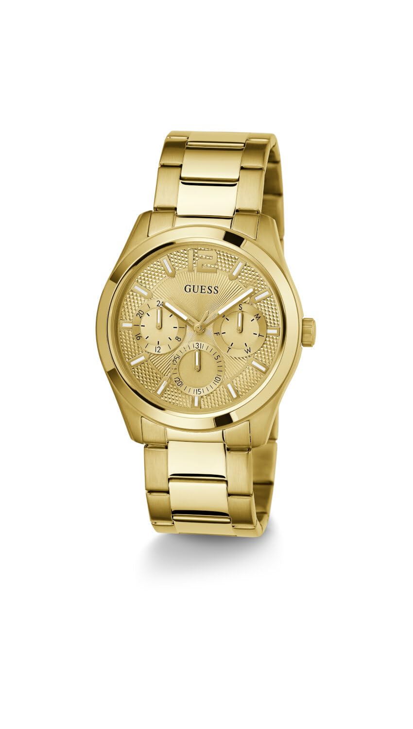 GUESS Mens Stainless Steel Analog Champagne Dial Watch-Gw0707G3, Band Color:Gold