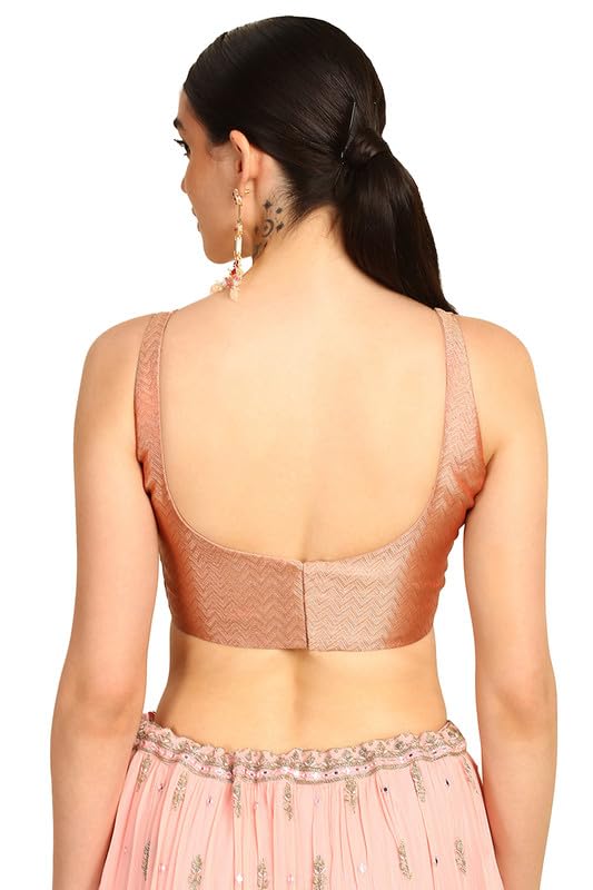 Soch Womens Peach Chevron Woven Design Tussar Padded Blouse