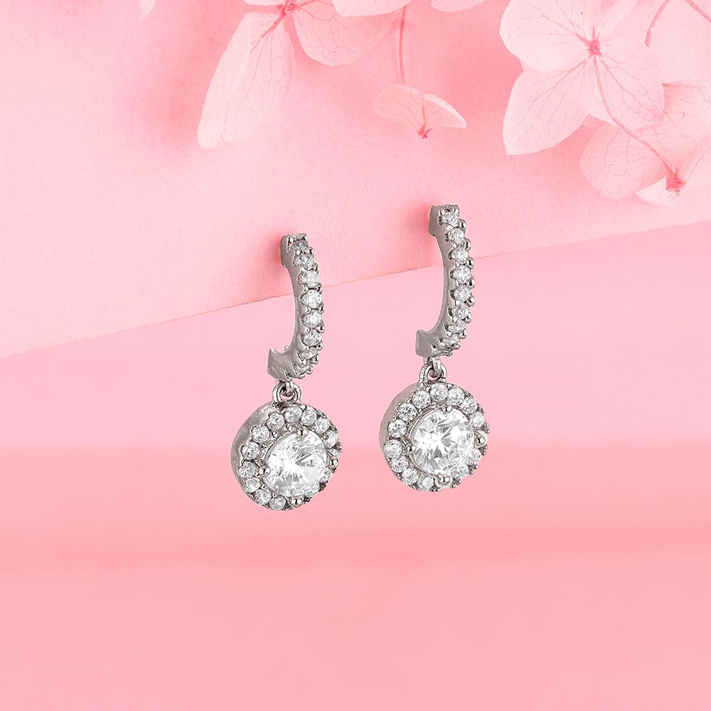 GIVA 925 Silver Zircon Drizzle Drop Earrings| Gifts for Girl friend | With Certificate of Authenticity and 925 Stamp | 6 Month Warranty*