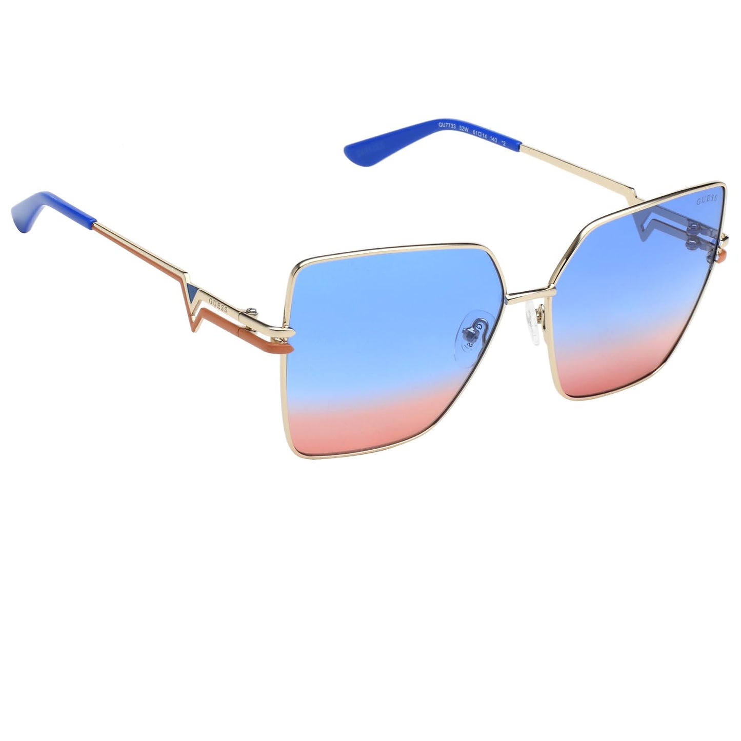 GUESS Women Gu7733 Gold/Gradient Cat Eye Sunglasses Blue One Size