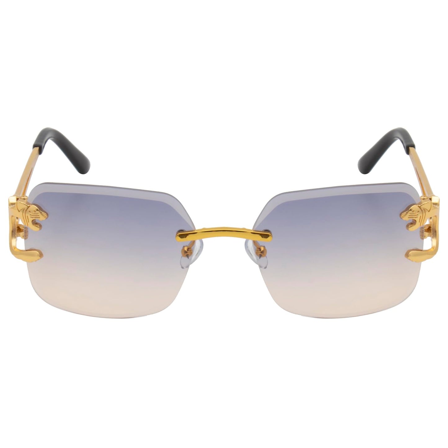 Ted Smith Men's Women's UV Protection Blue Yellow Lens Gold Square Sunglasses