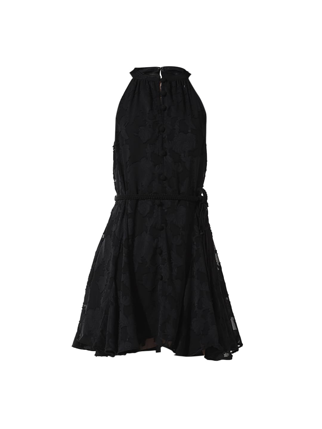 ONLY Women Self Design Polyester Above Knee Black A-line Dress