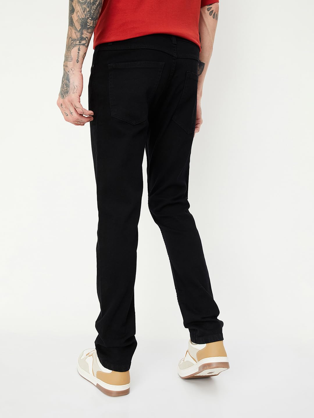 Max Men's Slim Fit Solid Cotton Blend Jeans Black