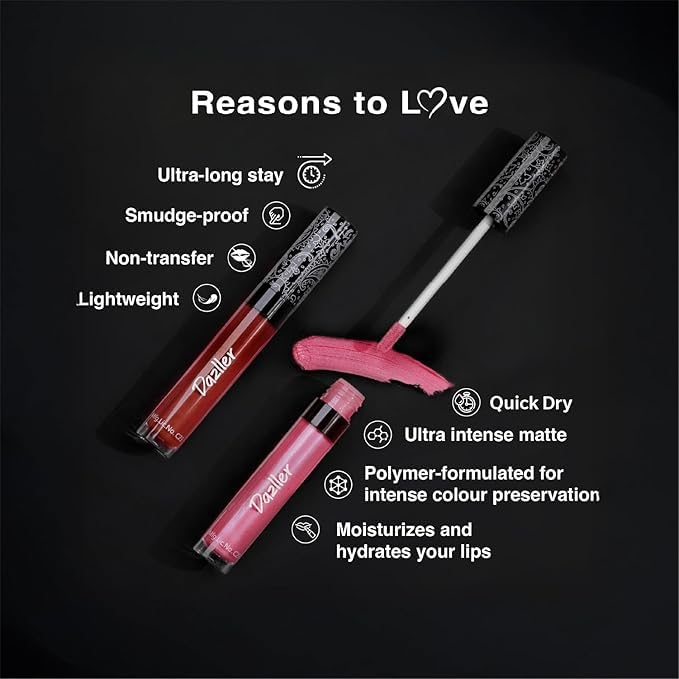 Dazller All Day Quick-Dry Lipcolour, Ultra-Matte, Smudge-Proof, Moisturising with Kokum Butter, Brown (DLC049)