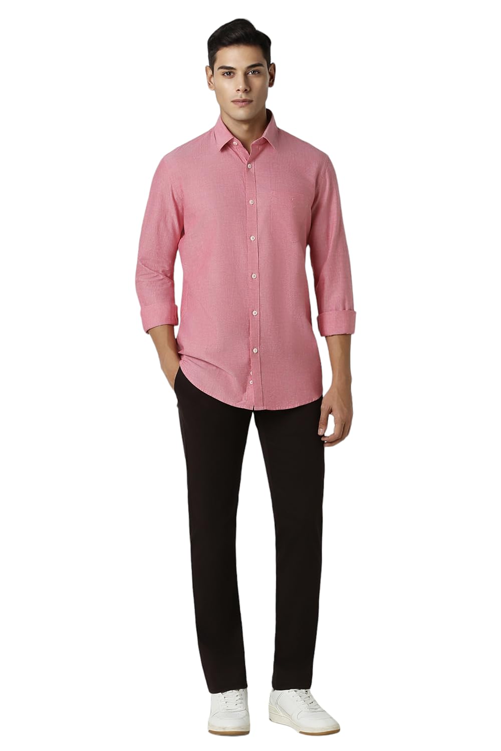 Van Heusen Cotton Men's Slim Fit Shirt (VSSFUSLFT90514_Red, 40