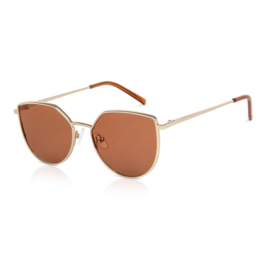 Polarized and 100% UV Protected | Golden-Brown Full Rim Cat Eye | Stylish & Premium Sunglasses | For Women | Medium | VC S11470