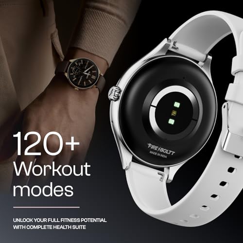 Fire-Boltt Phoenix Air Smart Watch 1.26” Round Display, Rotating Button, Wireless Charging, Ultra Lightweight Metal Body, Bluetooth Calling, Smartwatch with Silicone & Mesh Steel Straps Cloud White
