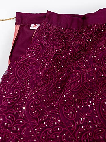 Zeel Clothing Thread Sequins Embroidery Soft Net Lehenga Choli with Dupatta (6017-Maroon-Wedding-Stylish-Latest; Free Size)