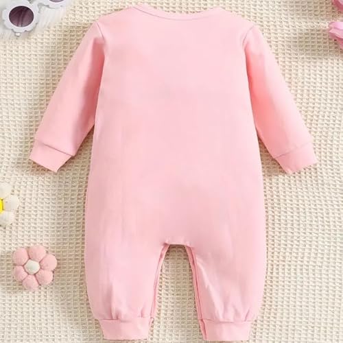 KNITROOT Chachu Theme, Chachu's Little Princess Text Printed, Full Sleeves, Shoulder-Snap-Buttons, Cotton Jumpsuit, Rompers for New Born Baby, 3-6 Months, Pink, Infant Clothes