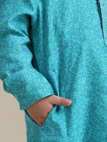 Manyavar Boys Viscose Blend Self Design Kurta Pyjama Set (2pcs)(6-8 years)