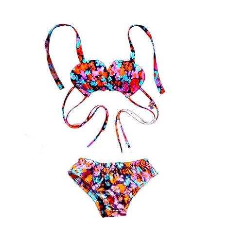 HIBA CREATIONS Baby Girl Swimming Costume Multicolor Floral Bikini with dori and Panty 8-9 Years