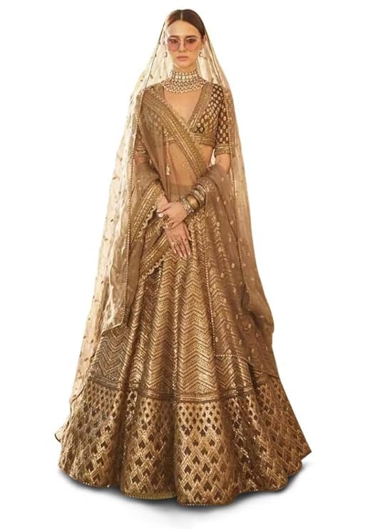 PALOPO Women's Silk Semi-Stitched Lehenga Choli With Heavy Sequence Work For Bridal