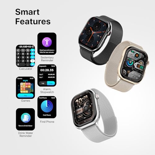 Fire-Boltt Brillia Pro Smart Watch with 51.3mm (2.02 inch) AMOLED Display, Bluetooth Calling, SpO2, Heart Rate Monitoring, 120+ Sports Modes, IP67 Waterproof, Long Battery Life (Champagne)