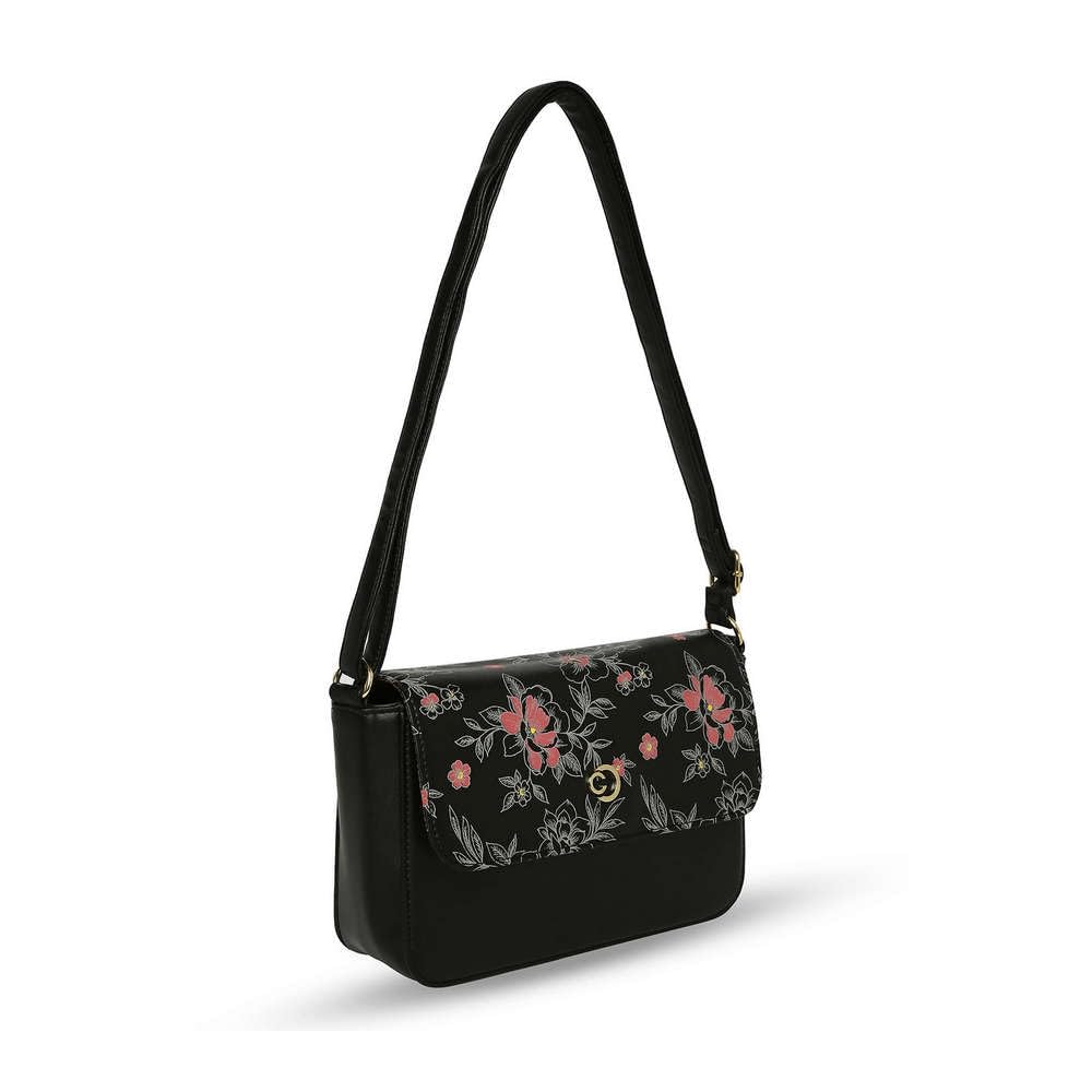 Caprese Snow Sling Small Black Printed Women's Handbag
