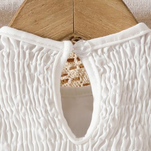 Hopscotch Girls Short Sleeves Floral Print White Color Casual Dresses (18-24 Months)