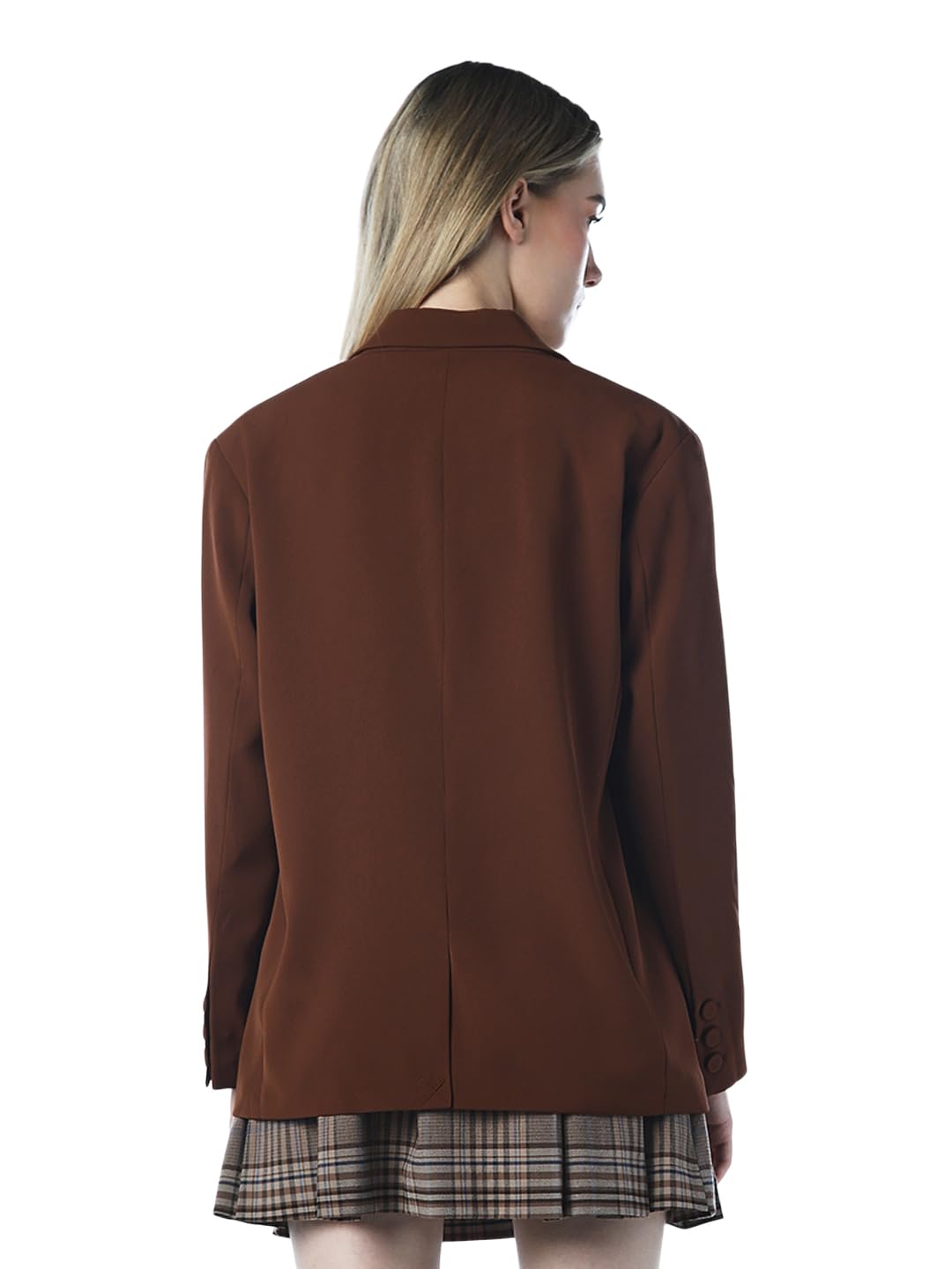 ONLY Women's Solid Regular Fit Brown Blazer