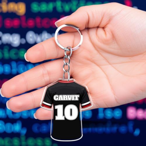 GIFTMEBAZAR Personalized Sports Jersey Keychain for Cricket, Football, & Soccer Fans | Unique Gift for Boys, Men & Kids | Acrylic Car & Bike Key Ring | Football Theme Return Gift
