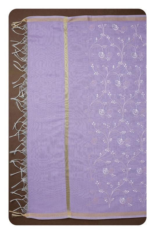 Soch Womens Lavender Embroidered Dupatta With Zari Woven