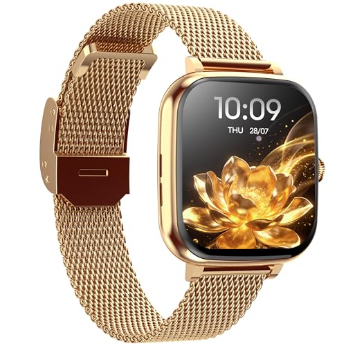 Fastrack Noir Rizz Women Smart Watch with 1.72" inch Ultra HD Display,Womens Health,AI Watchface & AI Chat,Functional Crown,24/7 Health Suite,BT Calling,IP68,additional silicone strap,Games- Rose Gold