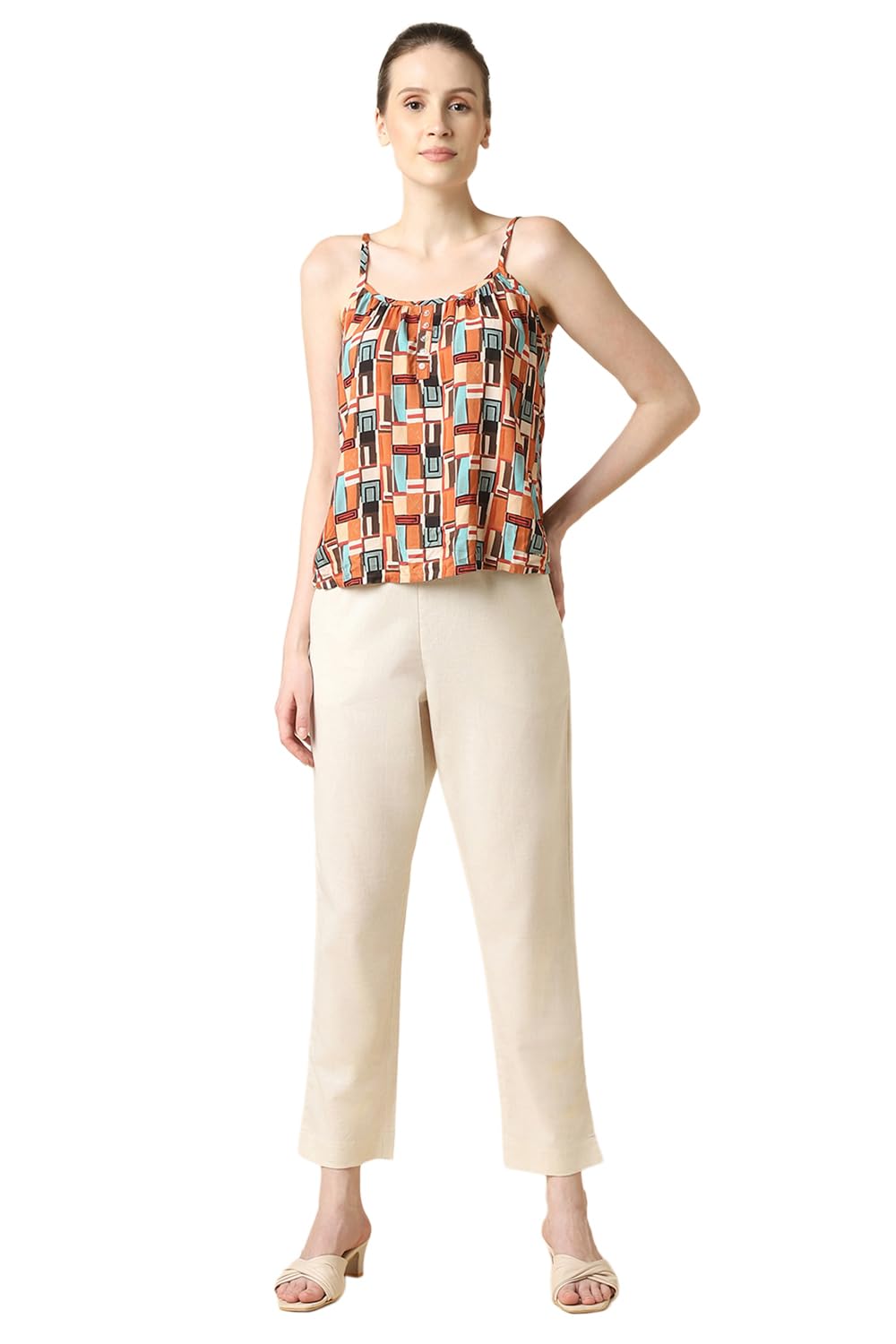 Van Heusen Women Cotton Solid Cigarette Pant - Relax Fit, Functional Pocketss