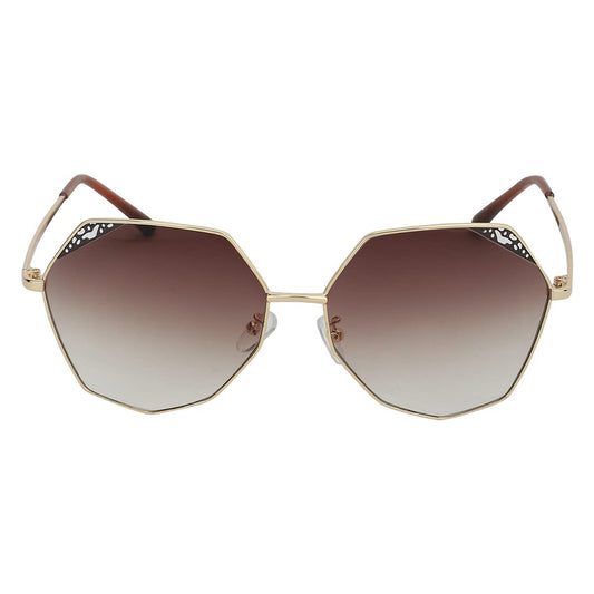 Carlton London Adults-Women Brown One Size Casual Winter Wear Metal Frame UV Protected Lens Square Sunglasses (Medium)