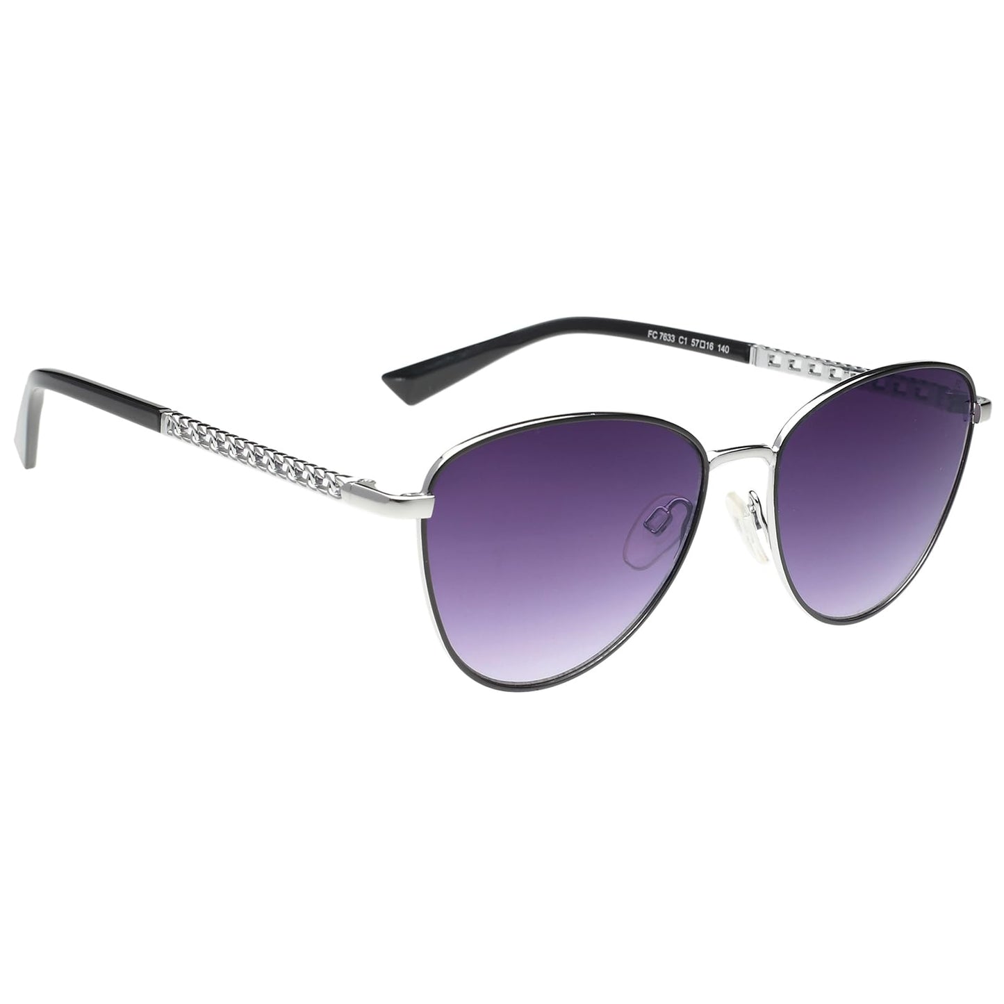 French Connection|Black Full Frame Round Sunglasses|100% UV Protected (Uv 400) Grey Gradient Faded Lens|Women's|Medium|FC 7633 C1 S