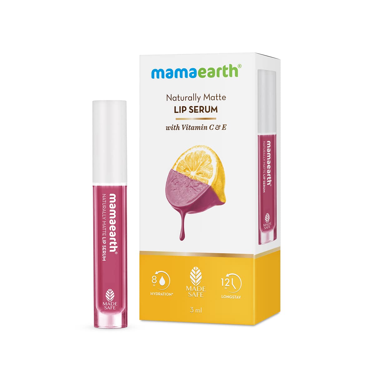 Mamaearth Naturally Matte Lip Serum - Matte Liquid Lipstick with Vitamin C & E For Upto 12 Hour Long Stay - 05 Pink Daffodil (Pink) - 3 ml