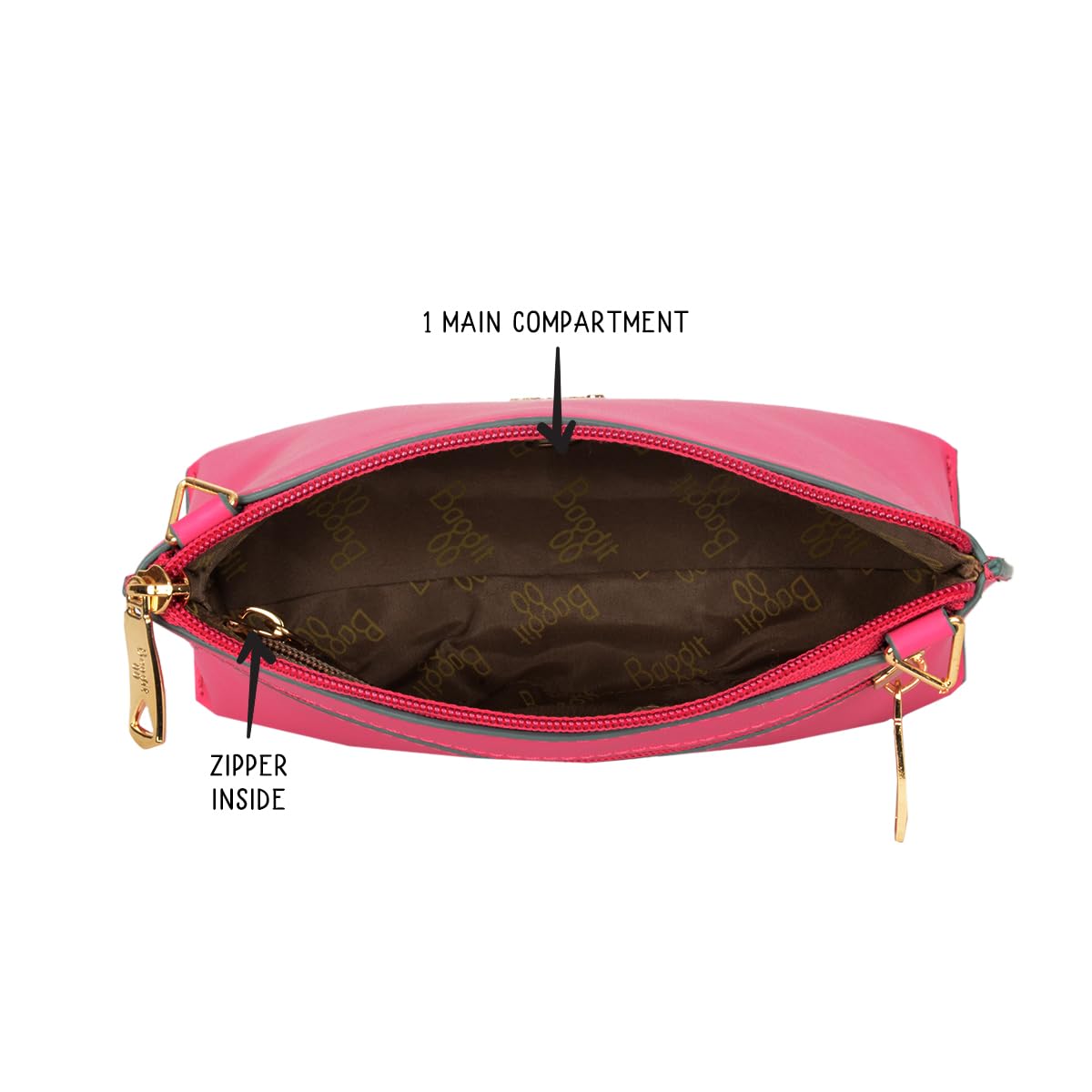 Baggit Women Pink Xxxs Size Hobo Sling Bag | Ladies Stylish Casual Cross Body Purse Handbag