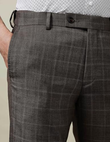 Arrow Men's Checked Twill 1851 Trousers (ARAKTR2190_Brown_38)
