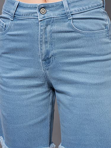 Miss Chase Women's Regular High Rise Above Knee Stretchable Denim Shorts (MCSS22DEN09-06-158-38, Light Blue, 38)