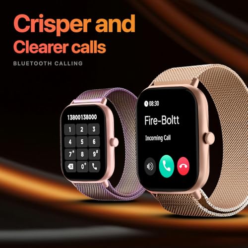 Fire-Boltt Ninja Call Pro Max Ultra Bluetooth Calling Smart Watch, 2.01" HD Display, 120+ Sports Modes, Health Suite, AI Voice Assistance, SpO2 Smartwatch for Men & Women - Gold Link