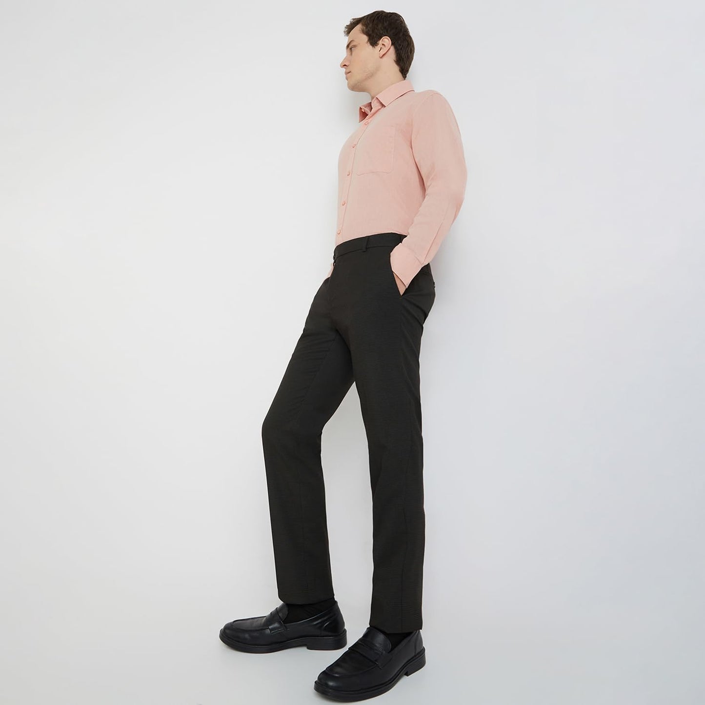 Raymond Men's Slim Pants (RMTS05240-O8_Dark Brown