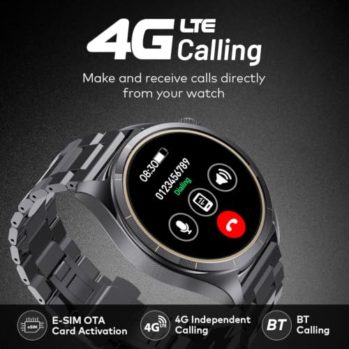 Itel Blink Pro E-sim Smartwatch for Unisex with 4G LTE/BT Calling, 1.5" Amoled Dispaly, Built-in GPS, 100+ Sports Modes, IP68 Water Resistance, Metal Strap, Upto 9 Days Battery Life, Black