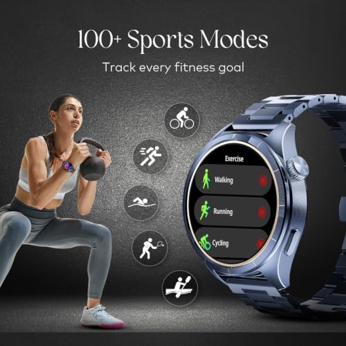 Itel Blink Pro Unisex E-sim Smartwatch with 4G LTE/BT Calling, 1.5" Amoled Dispaly, Built-in GPS, 100+ Sports Modes, IP68 Water Resistance, Metal Strap, Upto 9 Days Battery Life, Blue